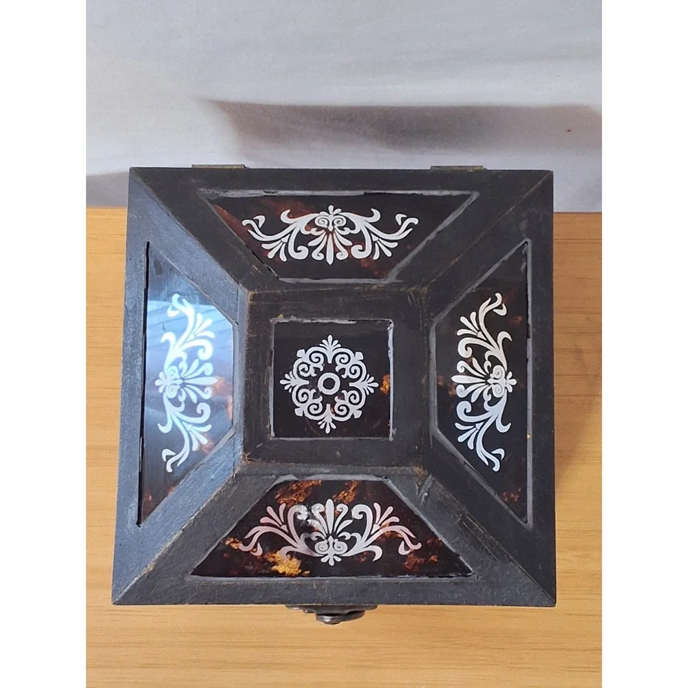 Vintage Home Interiors Wooden Trinket Stash Box With Clock WORKS!